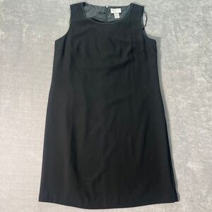Mary McFadden Collection Womens Shift Dress Sz 16 Black White Stitch Career Chic